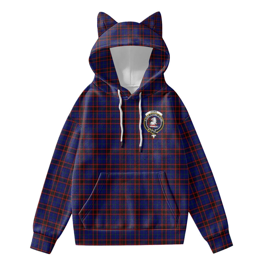 Home Modern Tartan Crest Hoodie Decorative Ears