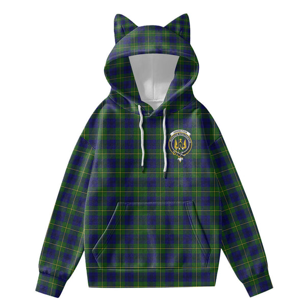 Johnston Modern Tartan Crest Hoodie Decorative Ears