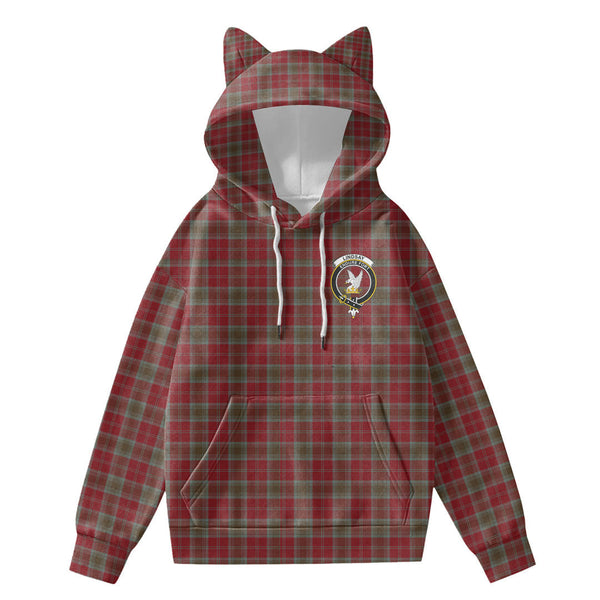 Lindsay Weathered Tartan Crest Hoodie Decorative Ears