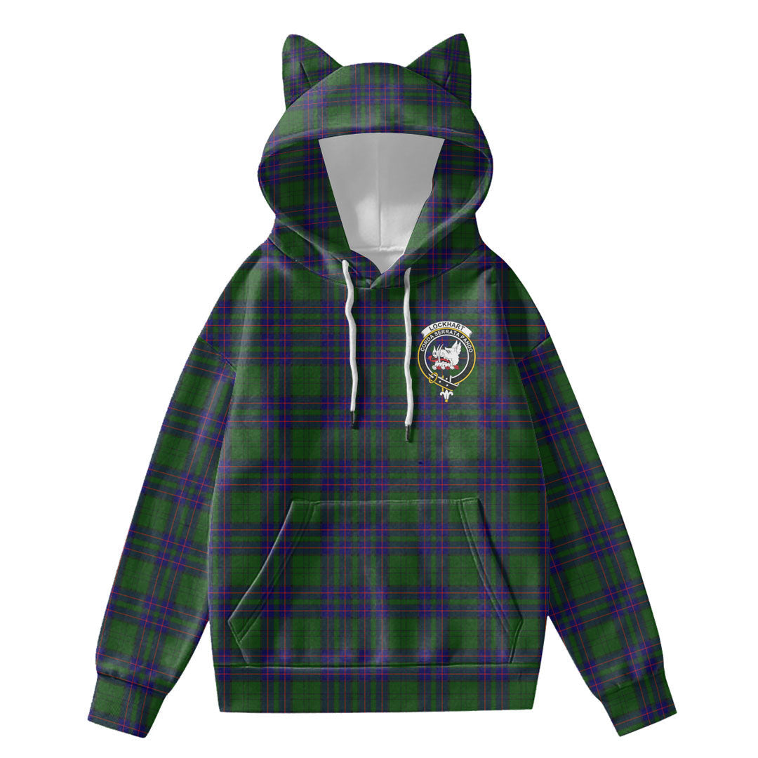 Lockhart Modern Tartan Crest Hoodie Decorative Ears