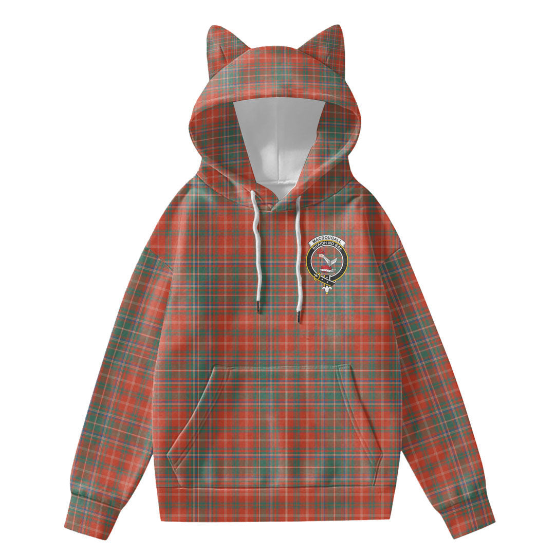 MacDougall Ancient Tartan Crest Hoodie Decorative Ears