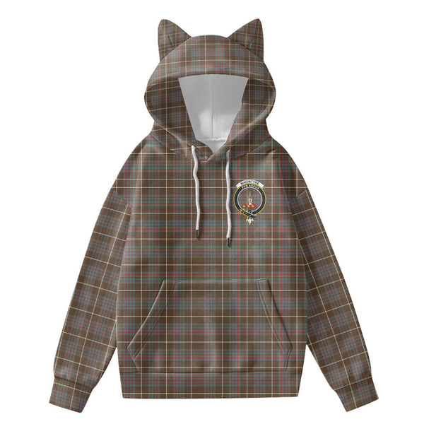 MacIntyre Hunting Weathered Tartan Crest Hoodie Decorative Ears