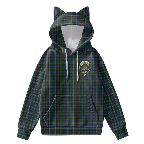 MacKenzie Modern Tartan Crest Hoodie Decorative Ears