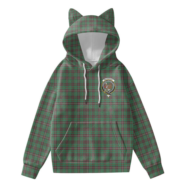 MacKinnon Hunting Ancient Tartan Crest Hoodie Decorative Ears