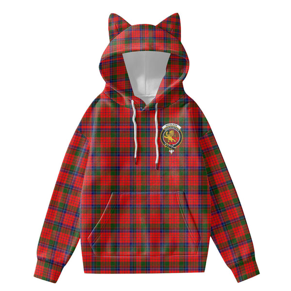 Nicolson Modern Tartan Crest Hoodie Decorative Ears