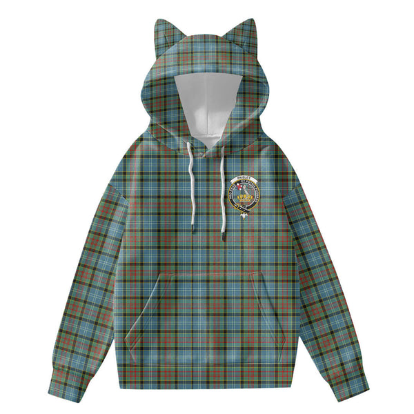 Paisley District Tartan Crest Hoodie Decorative Ears