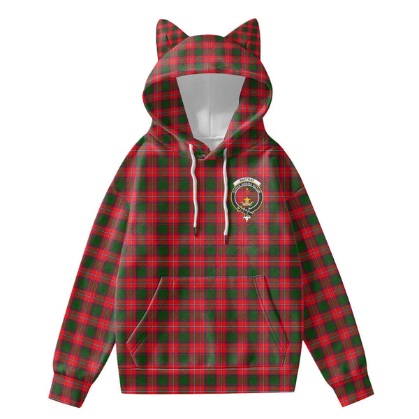 Rattray Modern Tartan Crest Hoodie Decorative Ears