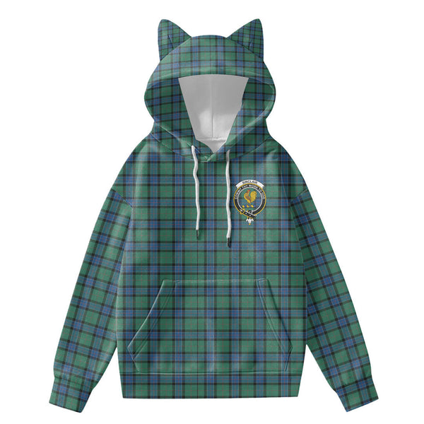 Sinclair Hunting Ancient Tartan Crest Hoodie Decorative Ears