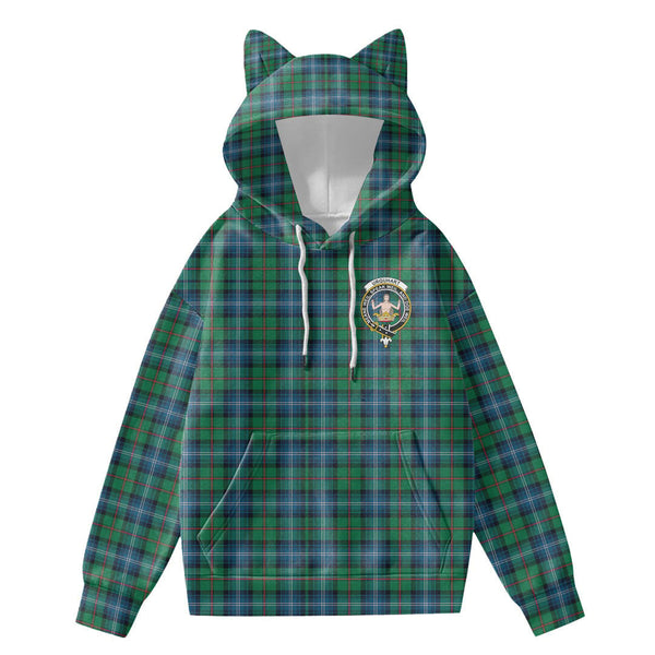 Urquhart Ancient Tartan Crest Hoodie Decorative Ears