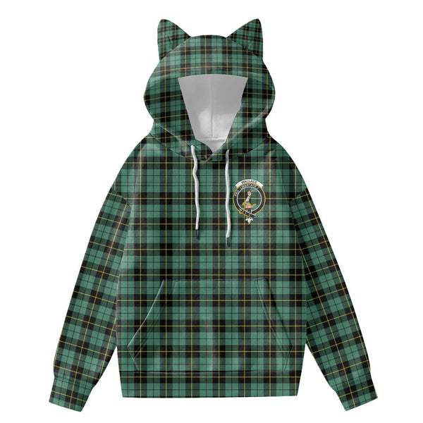 Wallace Hunting Ancient Tartan Crest Hoodie Decorative Ears