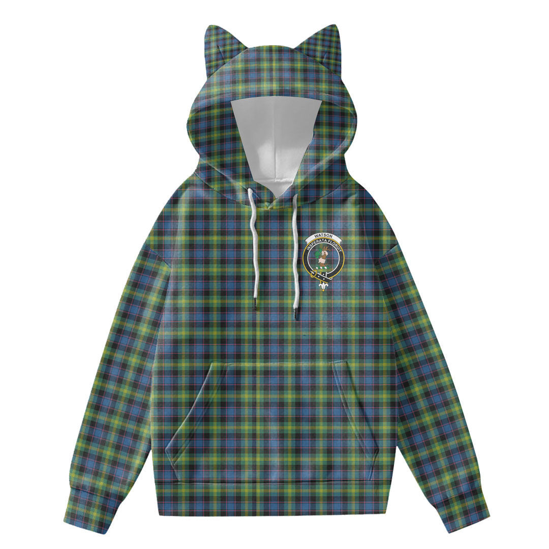 Watson Ancient Tartan Crest Hoodie Decorative Ears