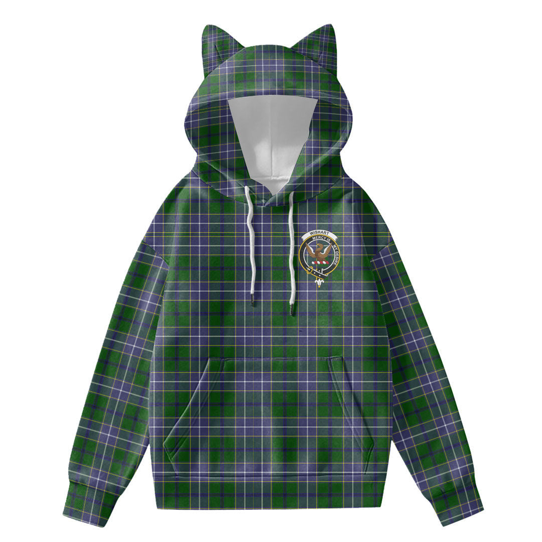 Wishart Hunting Modern Tartan Crest Hoodie Decorative Ears