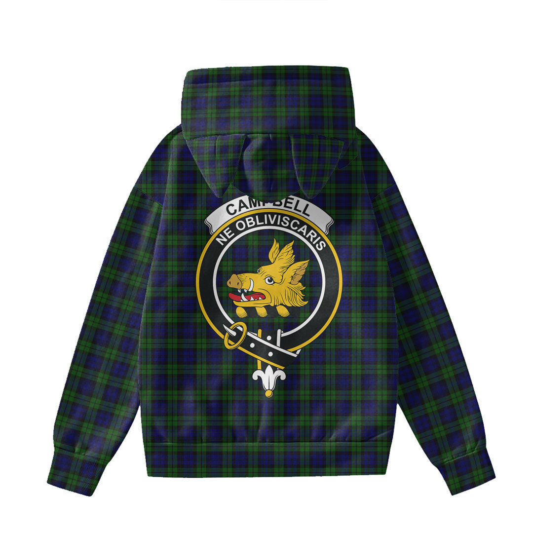 Campbell Modern Tartan Crest Hoodie Decorative Ears