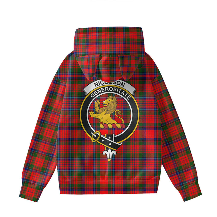 Nicolson Modern Tartan Crest Hoodie Decorative Ears