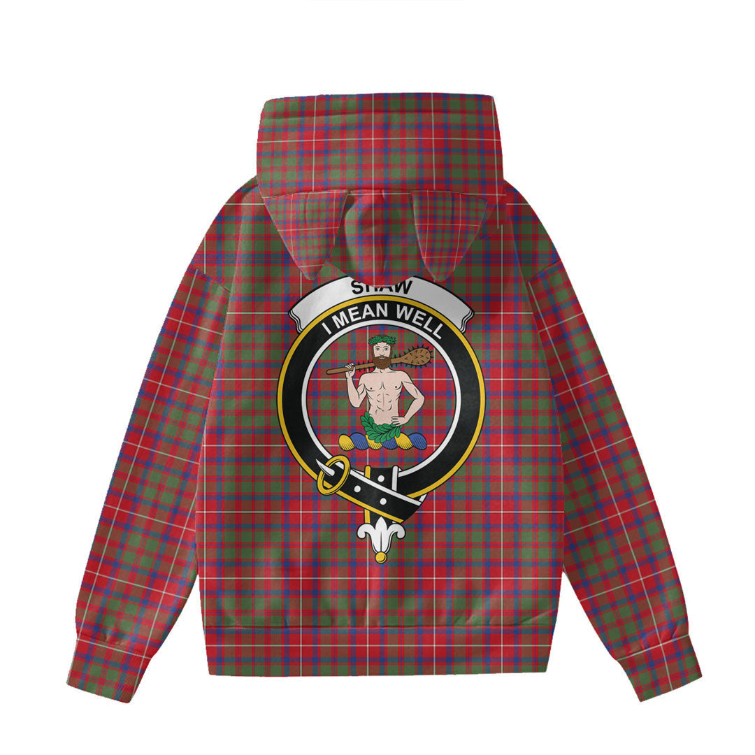 Shaw Red Modern Tartan Crest Hoodie Decorative Ears