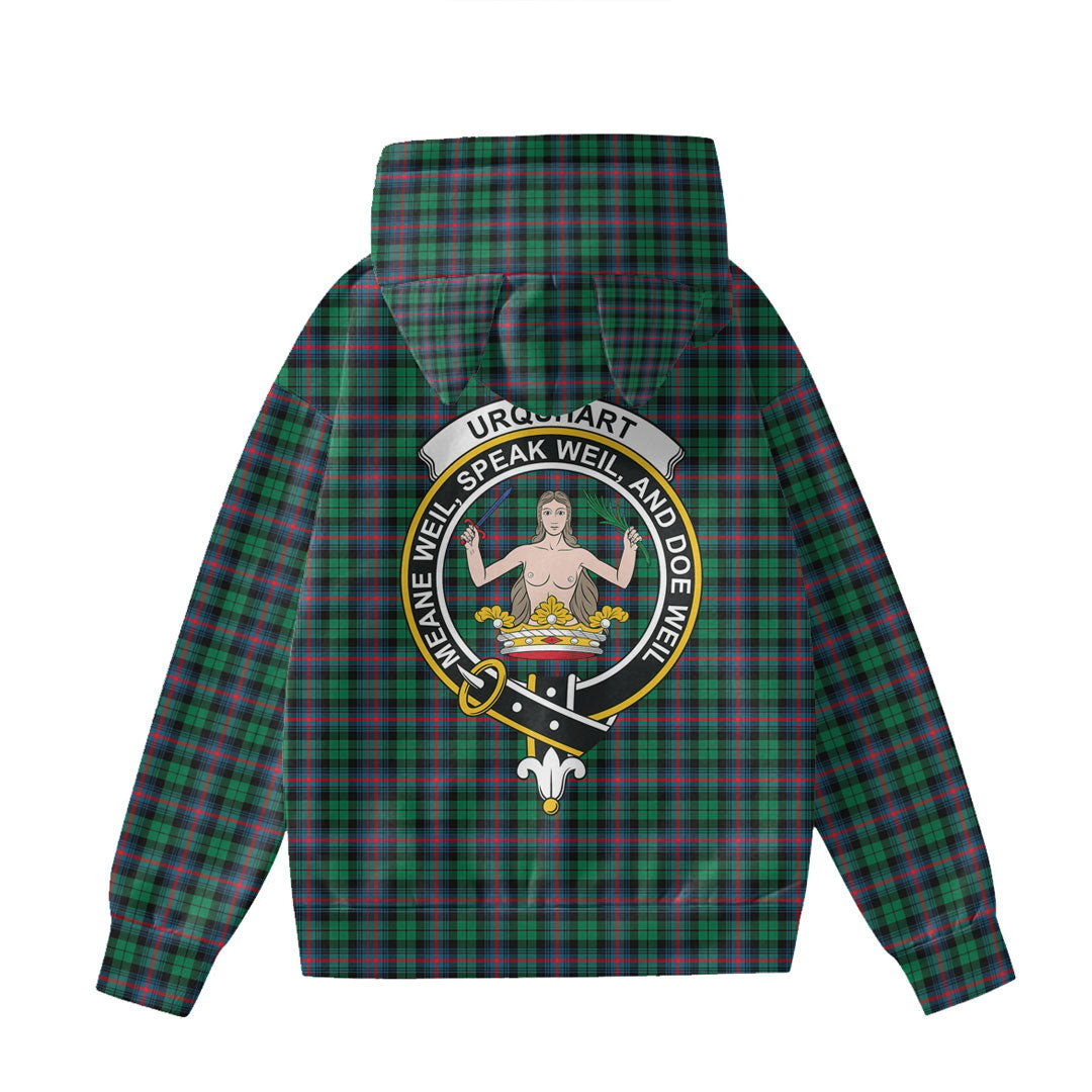 Urquhart Broad Red Ancient Tartan Crest Hoodie Decorative Ears