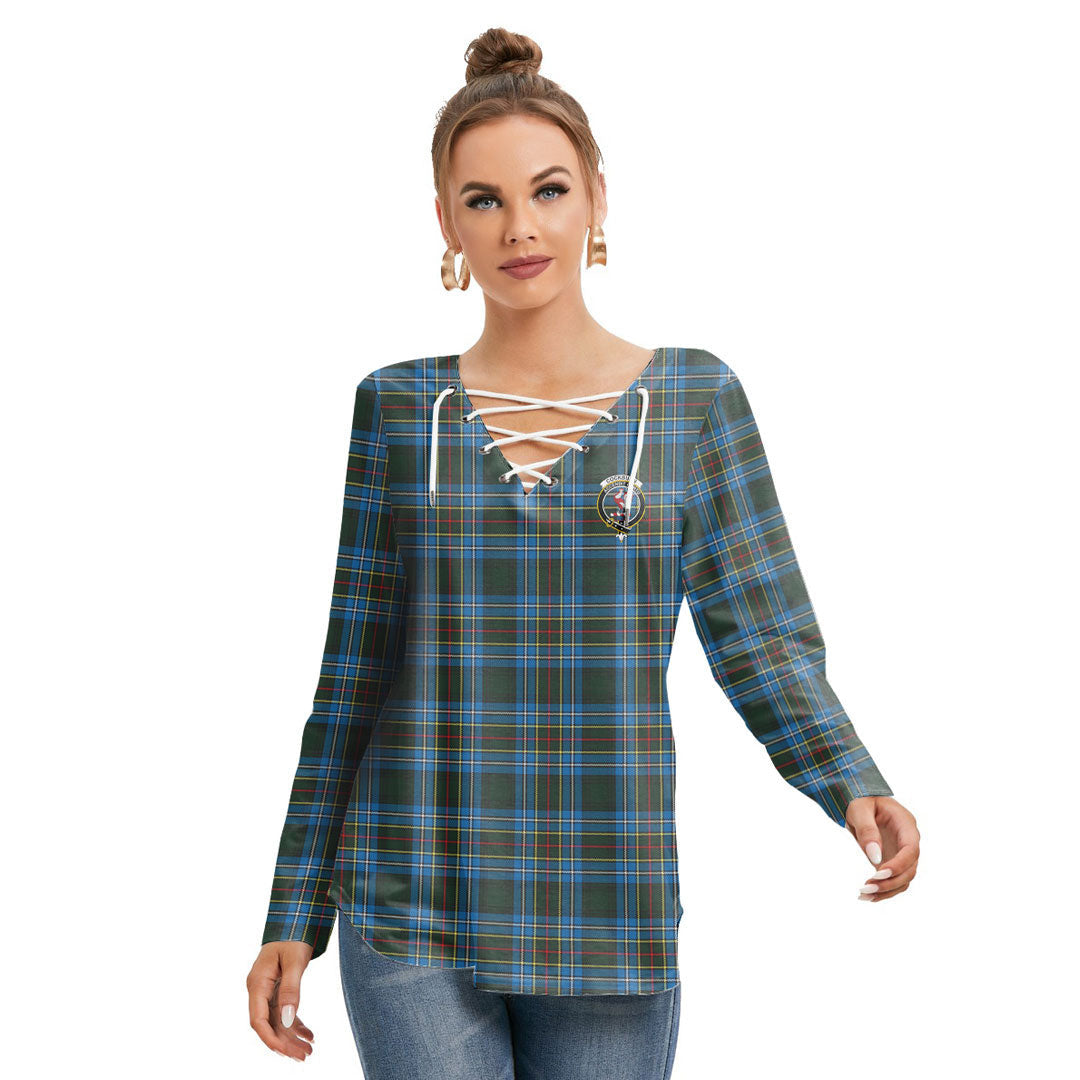 Cockburn Modern Tartan Crest Long Sleeve Neckline Tie Sweatshirt