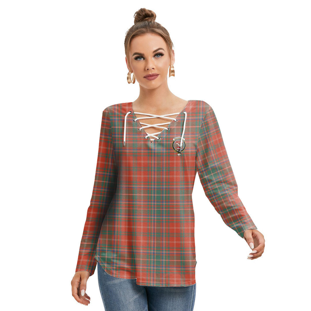 MacDougall Ancient Tartan Crest Long Sleeve Neckline Tie Sweatshirt