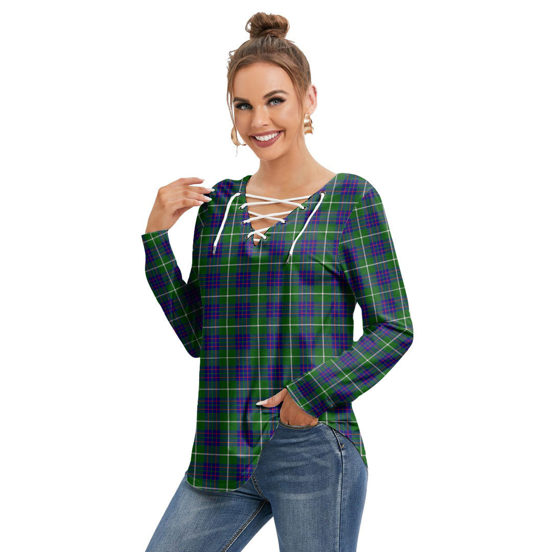 MacIntyre Hunting Modern Tartan Plaid Long Sleeve Neckline Tie Sweatshirt