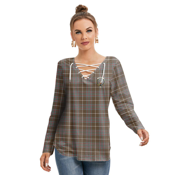 MacIntyre Hunting Weathered Tartan Crest Long Sleeve Neckline Tie Sweatshirt