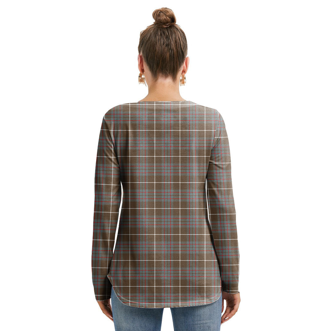 MacIntyre Hunting Weathered Tartan Crest Long Sleeve Neckline Tie Sweatshirt