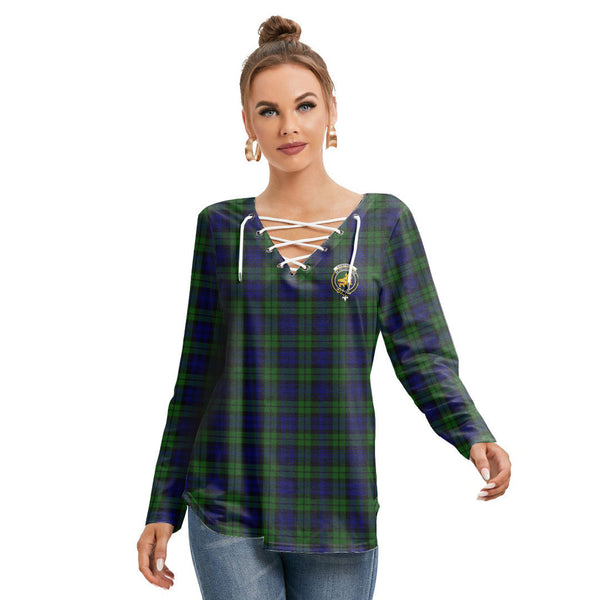 Campbell Modern Tartan Crest Long Sleeve Neckline Tie Sweatshirt