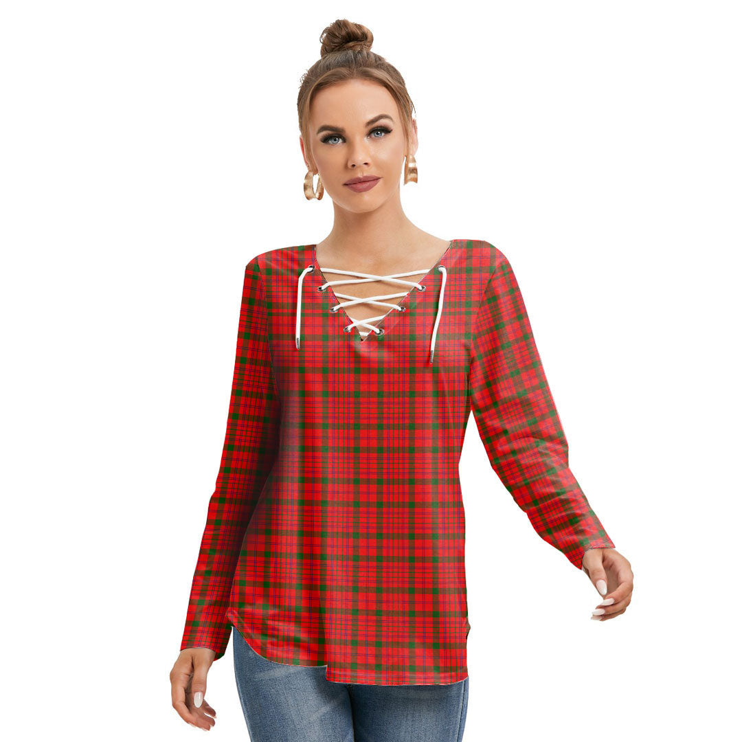 MacDonnell of Keppoch Modern Tartan Plaid Long Sleeve Neckline Tie Sweatshirt