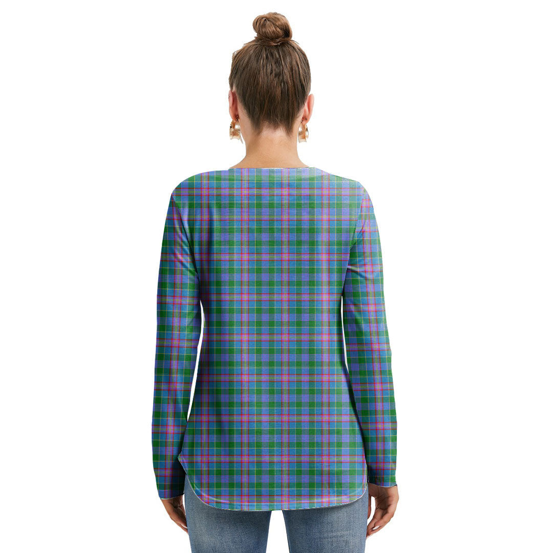 Pitcairn Hunting Tartan Plaid Long Sleeve Neckline Tie Sweatshirt