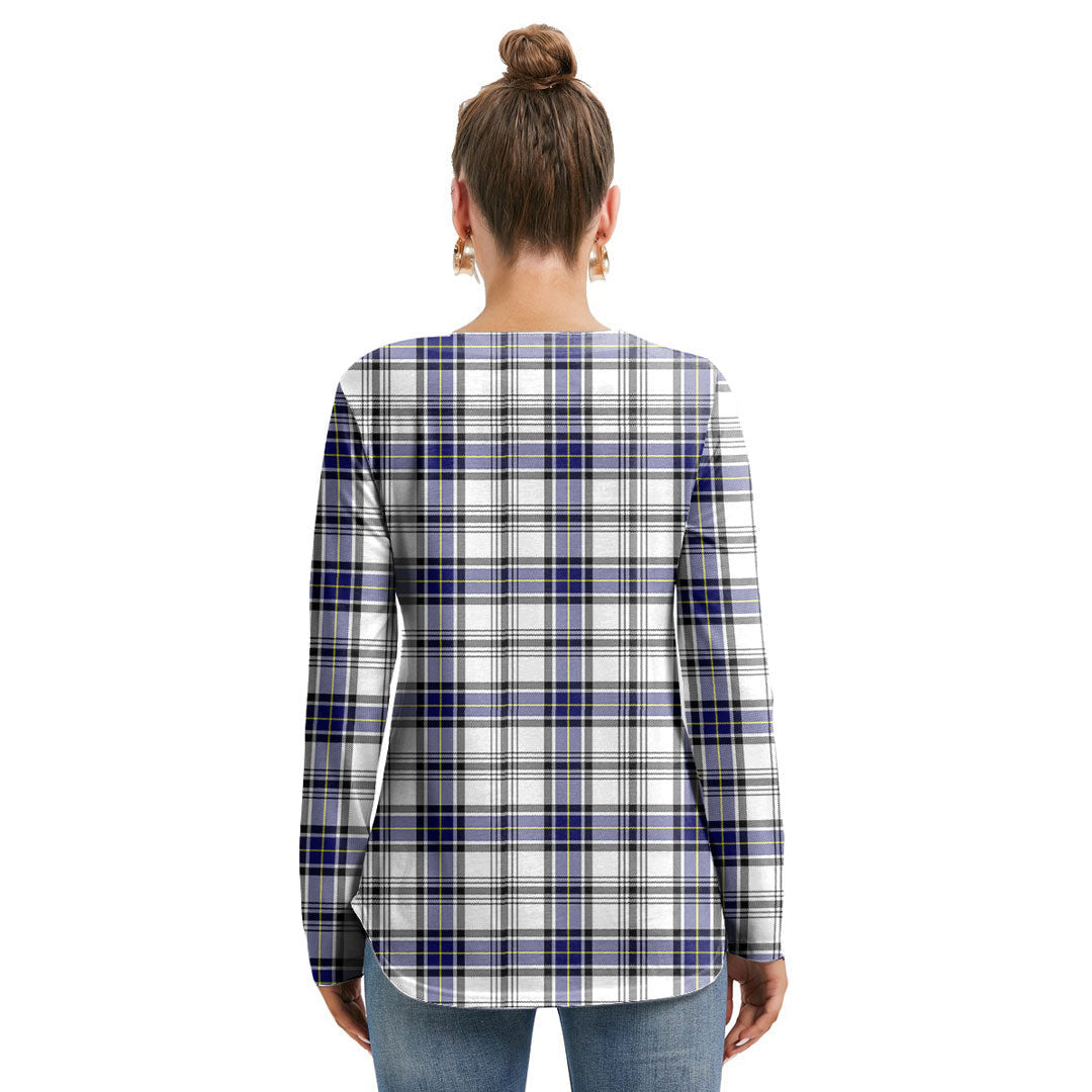 Hannay Modern Tartan Plaid Long Sleeve Neckline Tie Sweatshirt