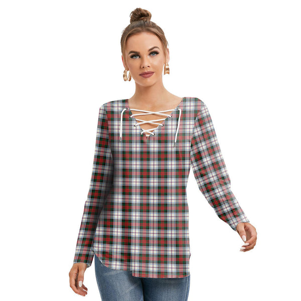 MacDuff Dress Modern Tartan Plaid Long Sleeve Neckline Tie Sweatshirt