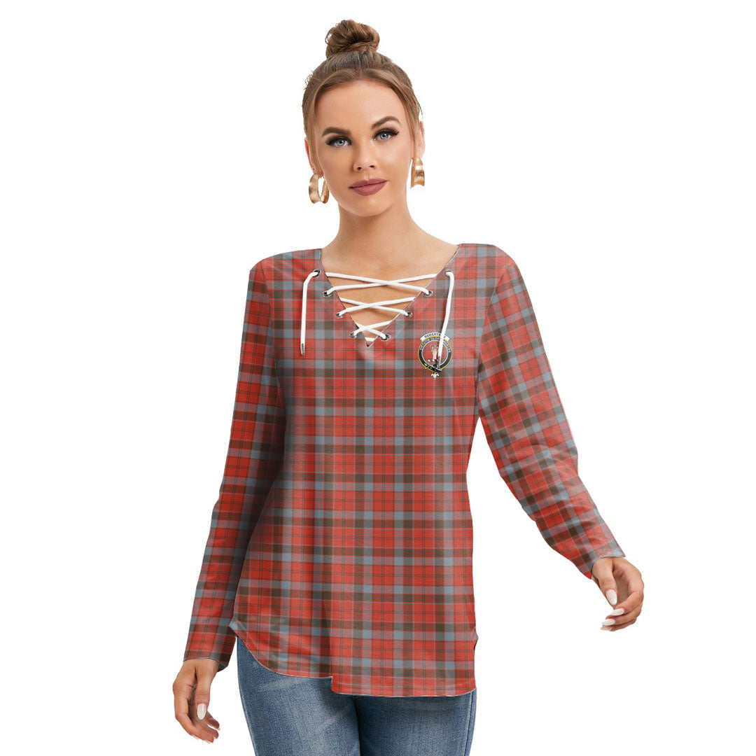 Robertson Weathered Tartan Crest Long Sleeve Neckline Tie Sweatshirt