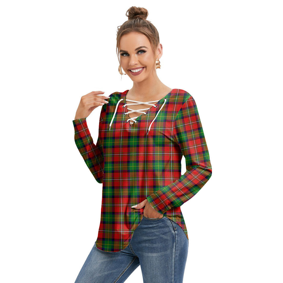 Boyd Modern Tartan Plaid Long Sleeve Neckline Tie Sweatshirt