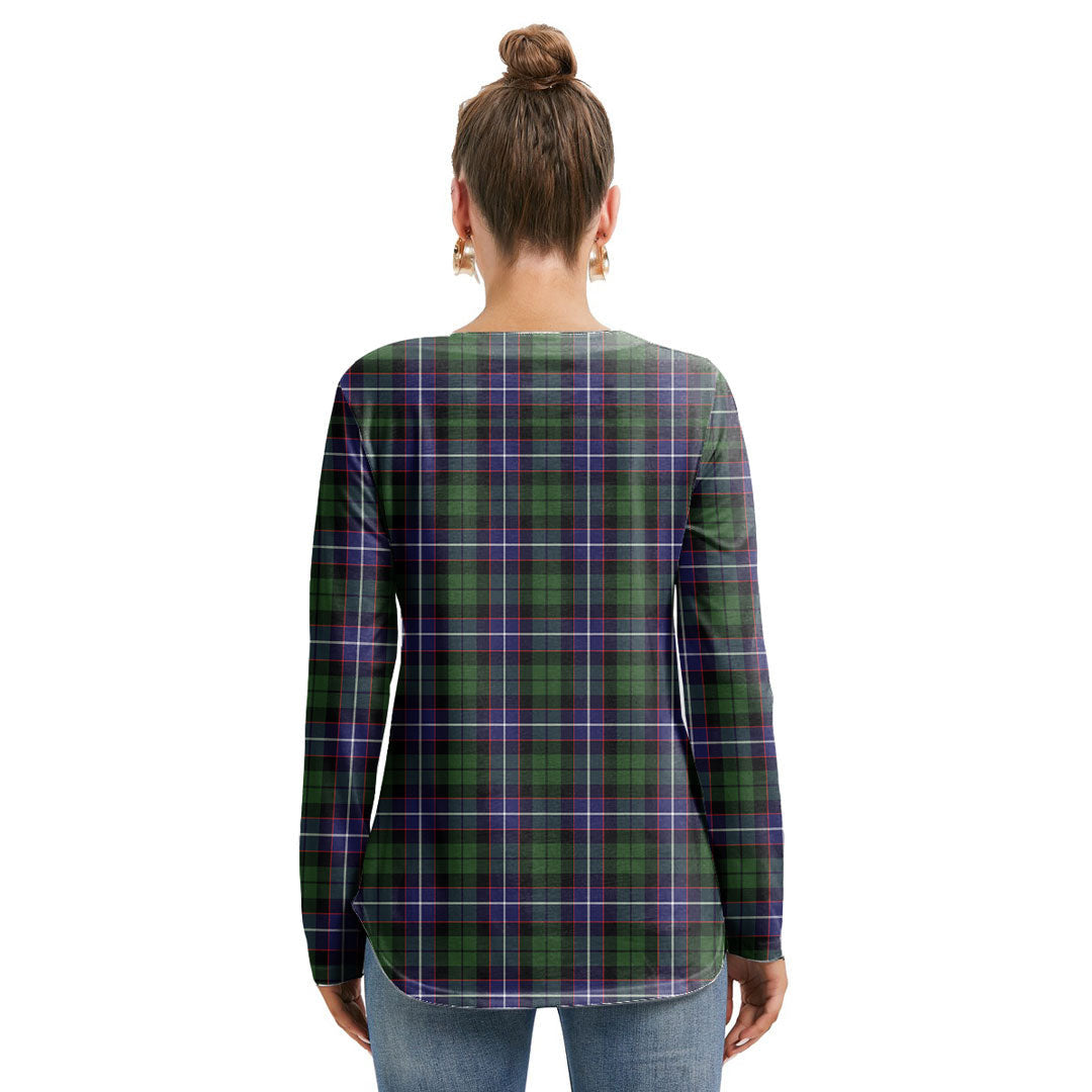 Galbraith Modern Tartan Plaid Long Sleeve Neckline Tie Sweatshirt