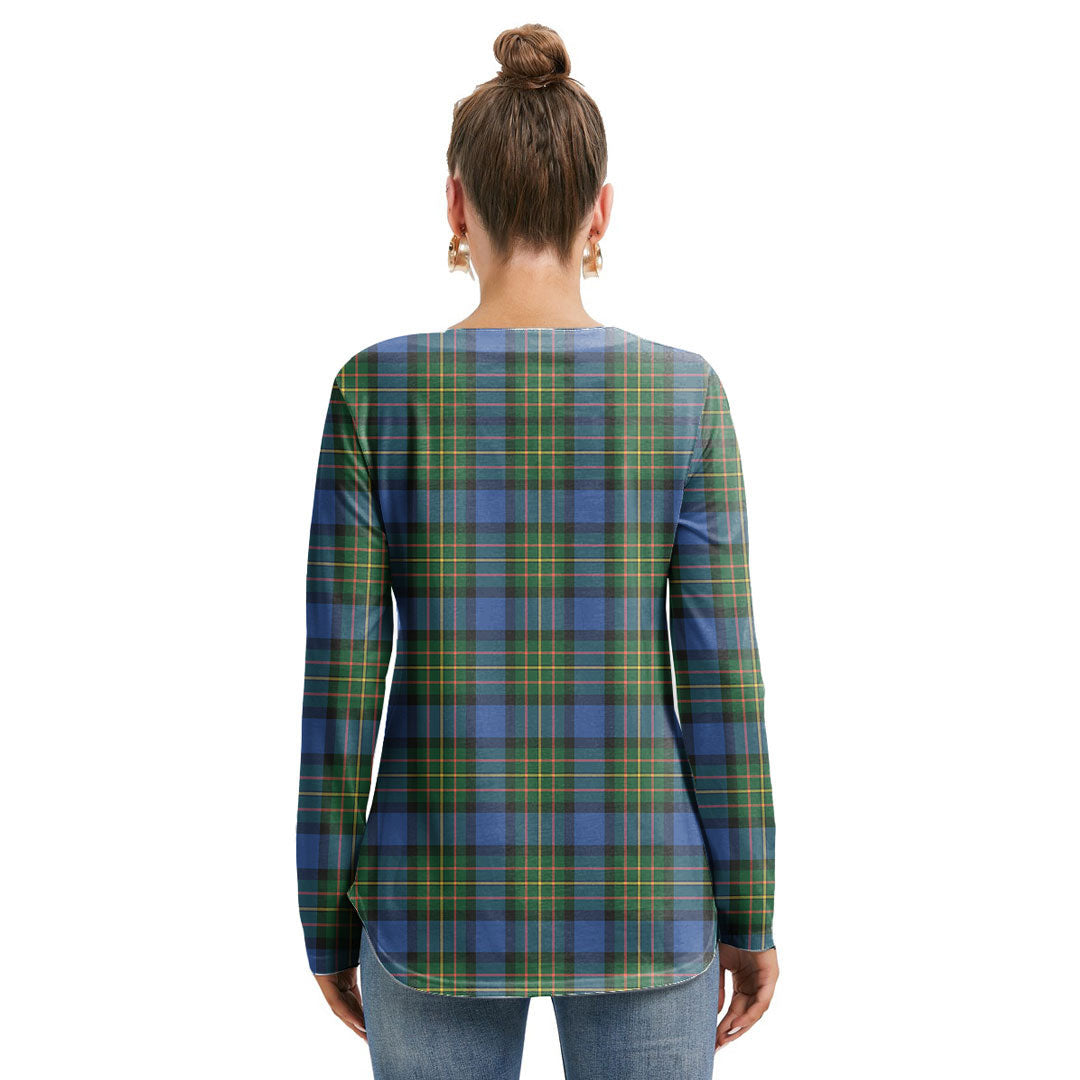 MacLaren Ancient Tartan Plaid Long Sleeve Neckline Tie Sweatshirt