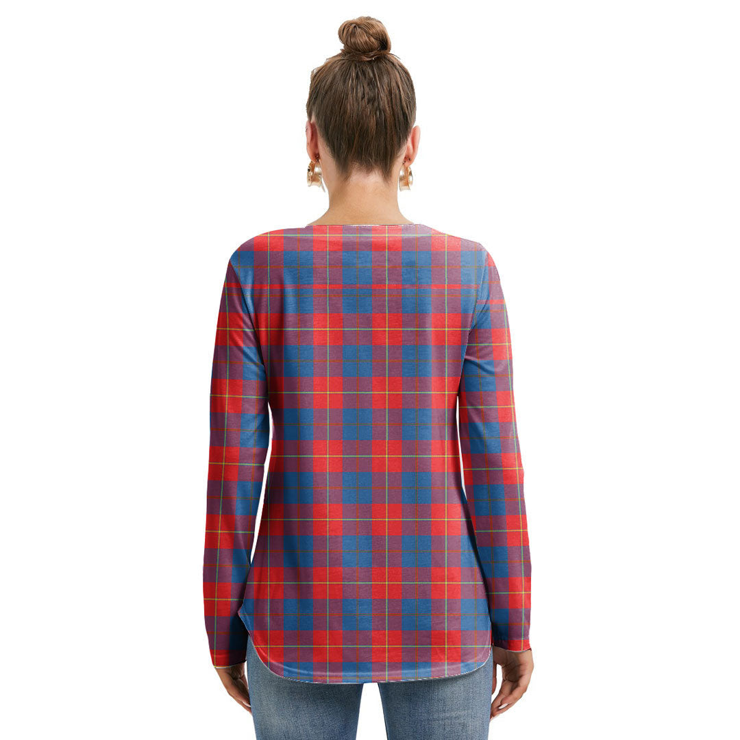 Galloway Red Tartan Plaid Long Sleeve Neckline Tie Sweatshirt