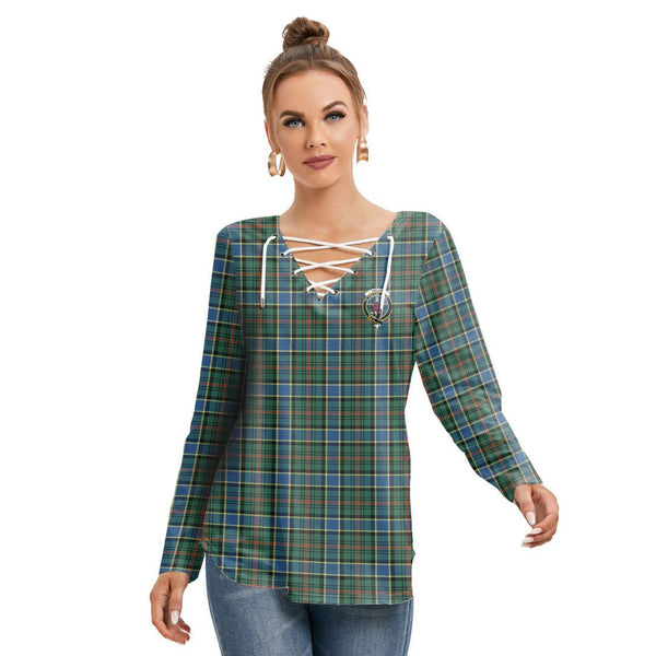 Ogilvie Hunting Ancient Tartan Crest Long Sleeve Neckline Tie Sweatshirt