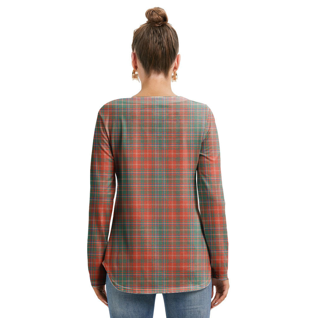 MacDougall Ancient Tartan Plaid Long Sleeve Neckline Tie Sweatshirt