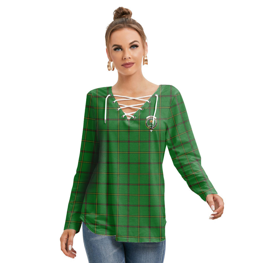 Don _Tribe of Mar Tartan Crest Long Sleeve Neckline Tie Sweatshirt