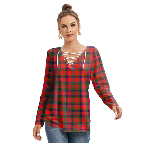 Nicolson Modern Tartan Plaid Long Sleeve Neckline Tie Sweatshirt
