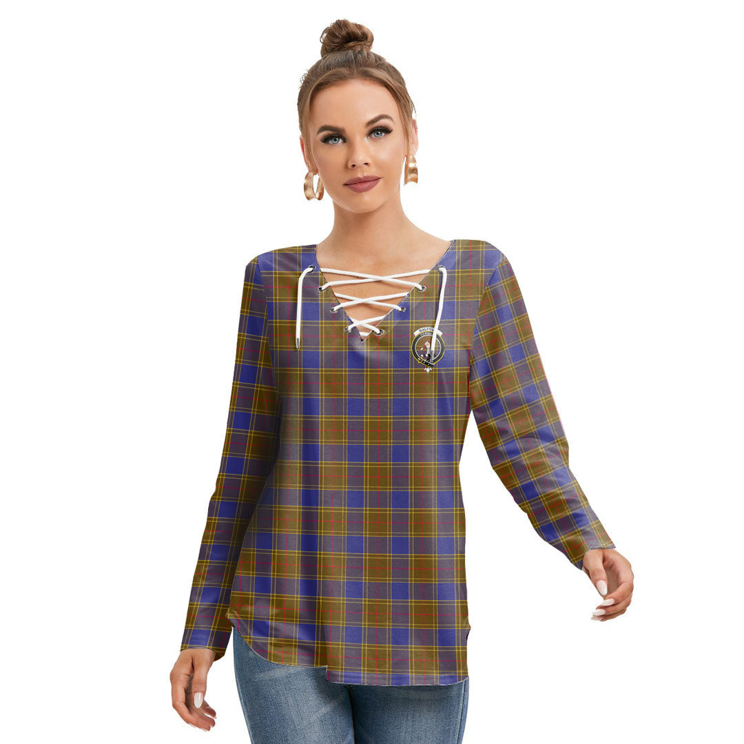 Balfour Modern Tartan Crest Long Sleeve Neckline Tie Sweatshirt