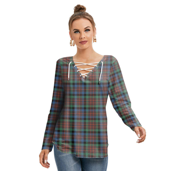 MacDuff Hunting Ancient Tartan Plaid Long Sleeve Neckline Tie Sweatshirt