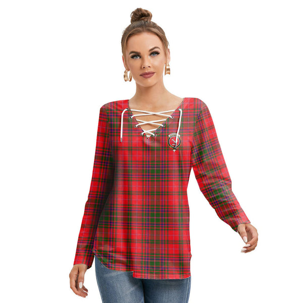 MacDougall Modern Tartan Crest Long Sleeve Neckline Tie Sweatshirt