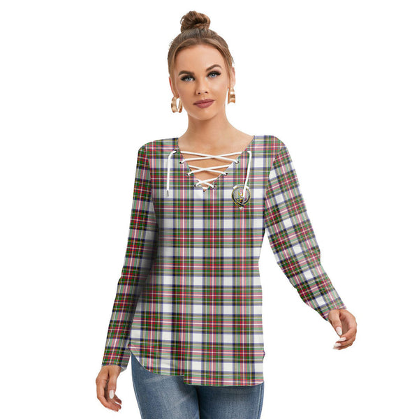 Stewart Dress Modern Tartan Crest Long Sleeve Neckline Tie Sweatshirt