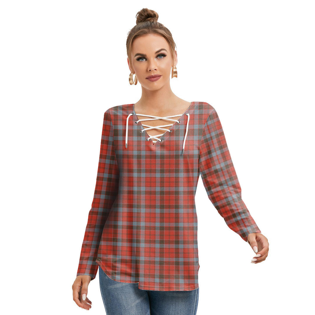 Robertson Weathered Tartan Plaid Long Sleeve Neckline Tie Sweatshirt