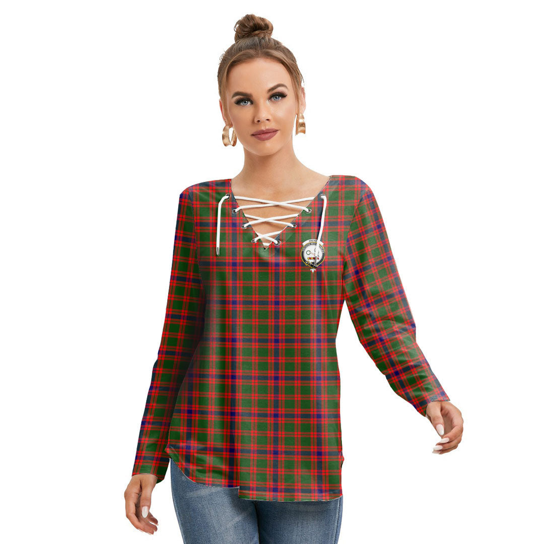 Skene Modern Tartan Crest Long Sleeve Neckline Tie Sweatshirt