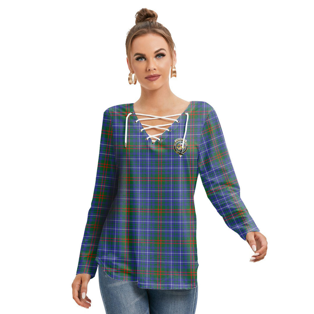 Edmonstone Tartan Crest Long Sleeve Neckline Tie Sweatshirt