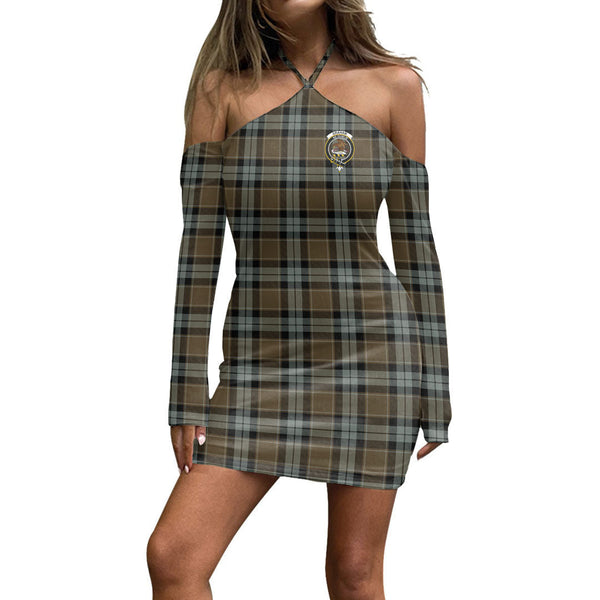 Graham of Menteith Weathered Tartan Crest Halter Lace-up Dress