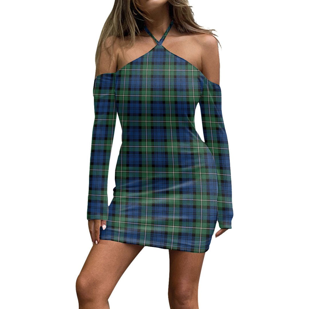 Forbes Ancient Tartan Plaid Halter Lace-up Dress