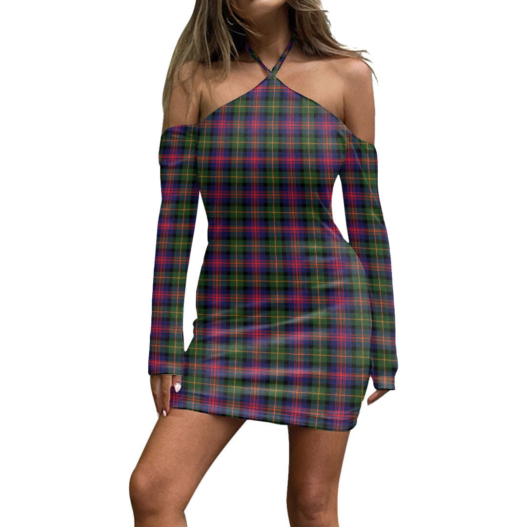 Logan Modern Tartan Plaid Halter Lace-up Dress