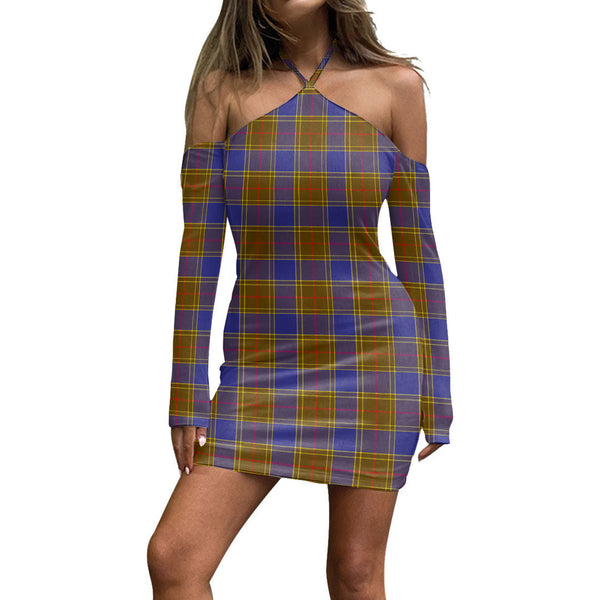 Balfour Modern Tartan Plaid Halter Lace-up Dress